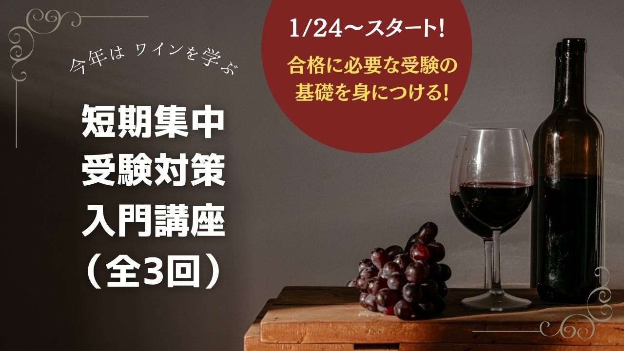 【短期集中】2026年度　ソムリエ・ワインエキスパート受験対策入門講座（全3回）